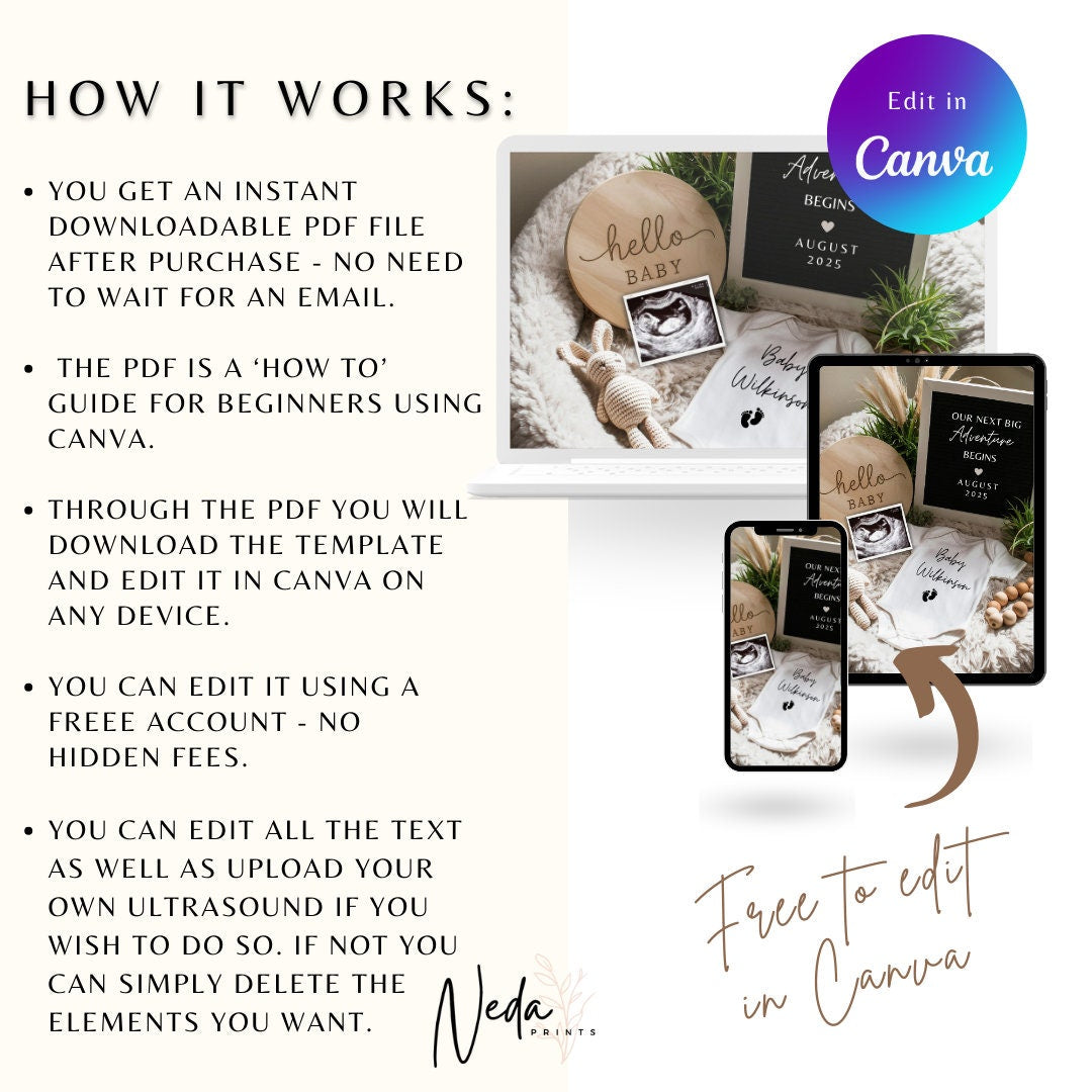 EDITABLE Pregnancy Announcement Digital, Baby announcement, Pregnancy Reveal, Customizable Maternity Announcement, Instant Download, 0031