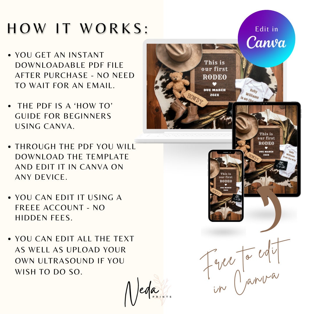 EDITABLE Cowboy Baby Pregnancy Announcement, Western Baby announcement, Cowboy Pregnancy, Our First Rodeo, Social Media announcement, 0319