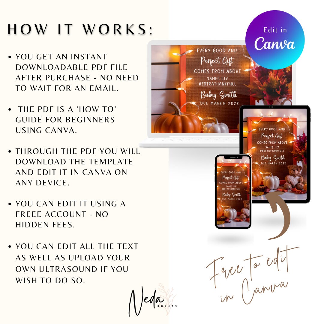 EDITABLE Fall Christian Thanksgiving Pregnancy Announcement Digital, Fall Baby announcement, Social Media announcement Instant Download 0346