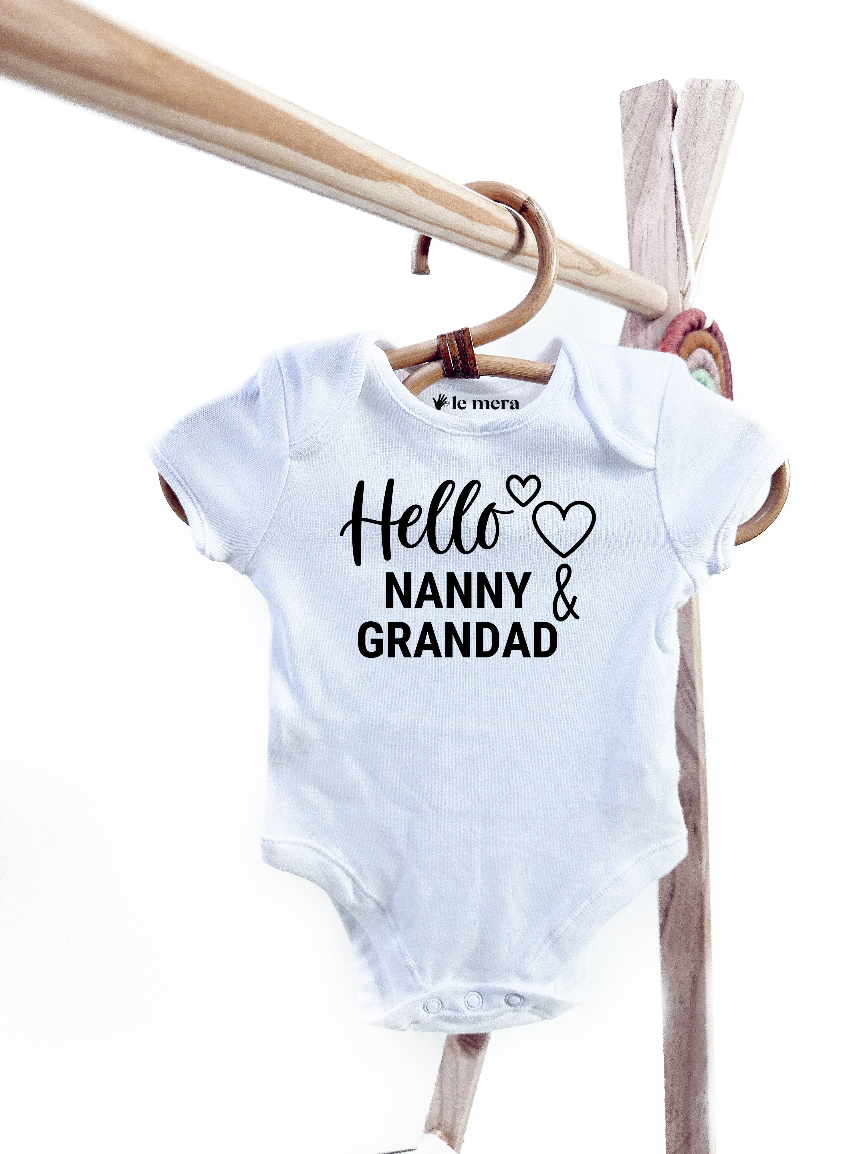 Hello Nanny Grandad Baby Grow Pregnancy Announcement Baby Vest