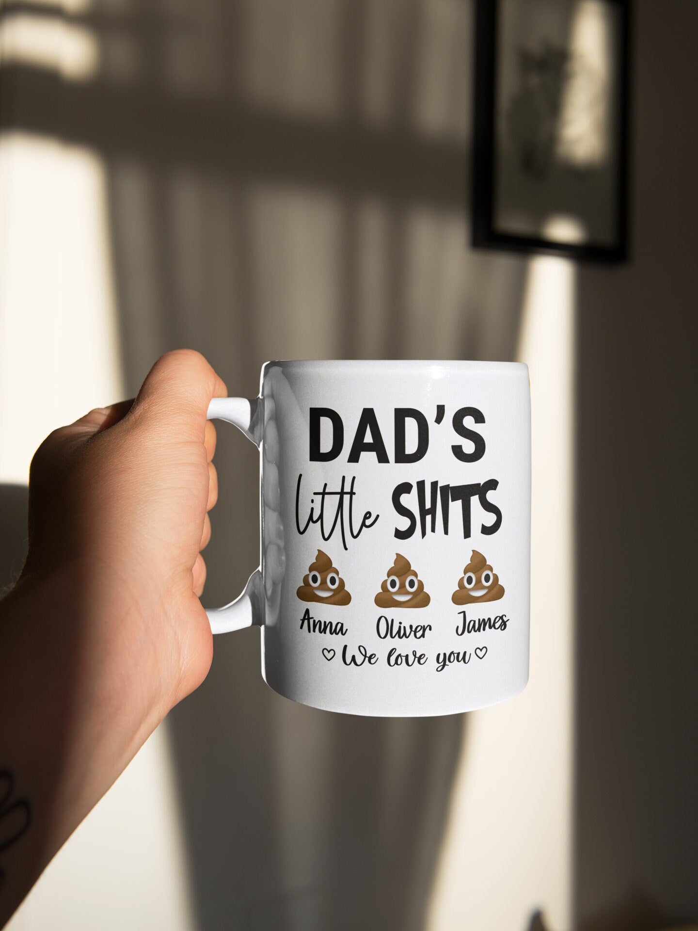 Dad's Little Shits Mug, Personalised Best Dad Mug, 11oz