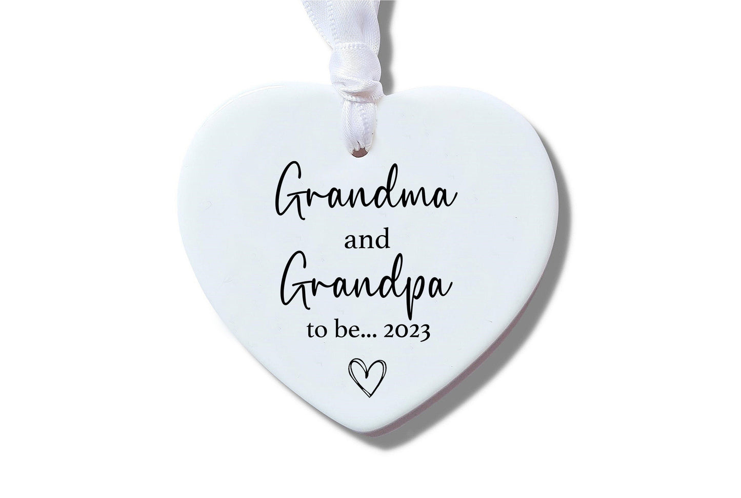 Grandma and Grandpa keepsake, Ceramic Heart Ornament