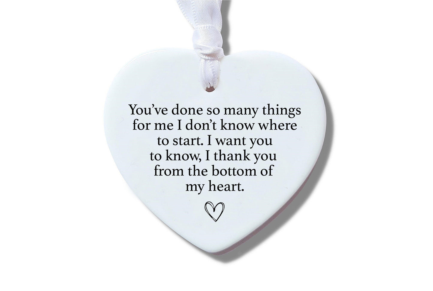 Thank you from the bottom of my heart, Ceramic Heart Ornament