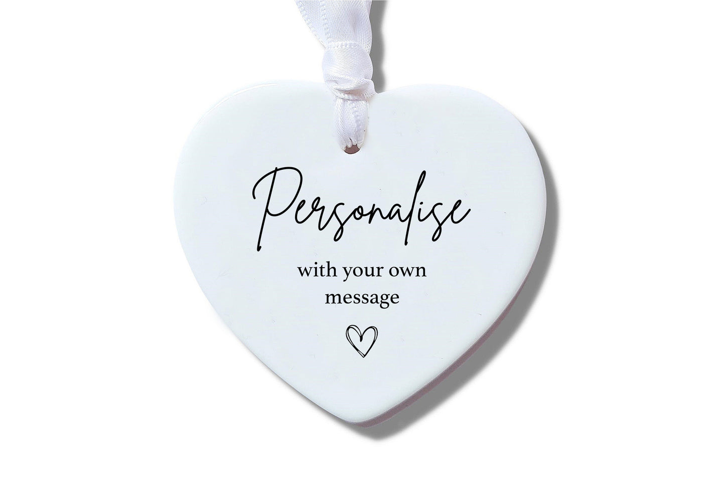 Personalise with any message Ceramic Heart Ornament