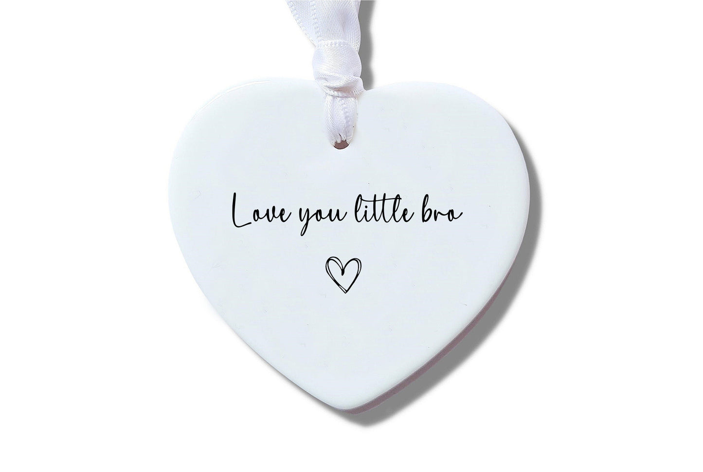 I love you little Bro Keepsake, Ceramic Heart Ornament