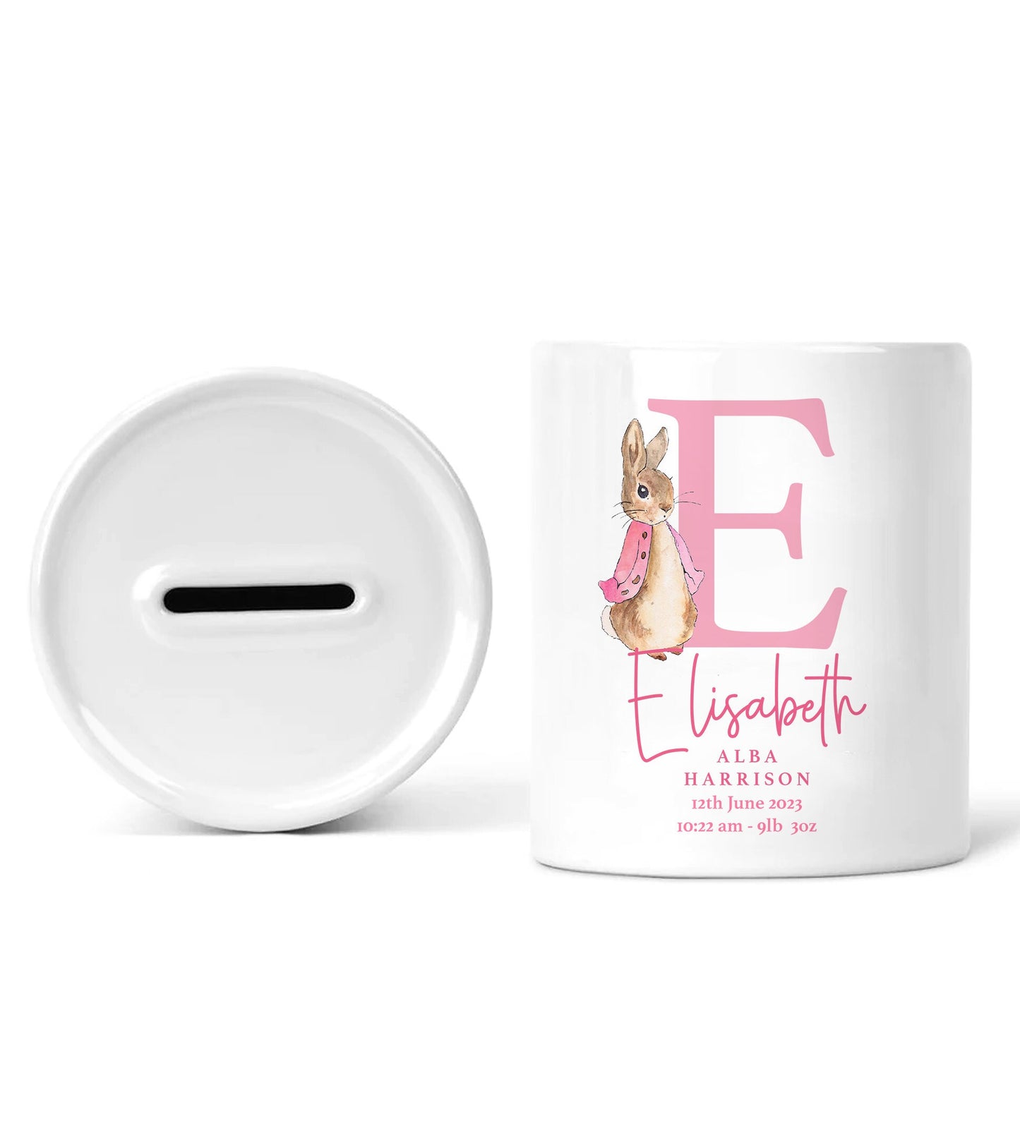 Personalised Newborn Baby Money Box, Baby Money Box, Christening Ceramic Piggy Bank