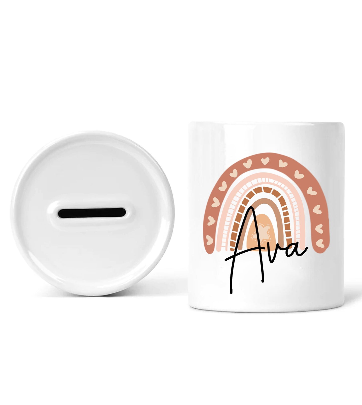 Personalised Rainbow Girl Money Box, Baptism Money Box