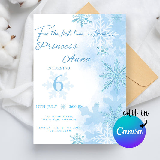 EDITABLE Frozen Birthday Invitation, Frozen Party Birthday, Frozen invite, Elsa Invite, Frozen Invitation, Frozen printable Instant Download
