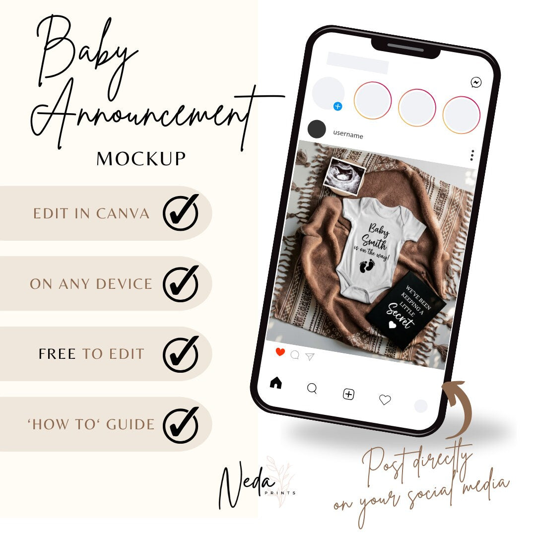 EDITABLE  Pregnancy Announcement Digital, Baby announcement, pregnancy reveal, Customizable maternity announcement, Instant Download, 0001