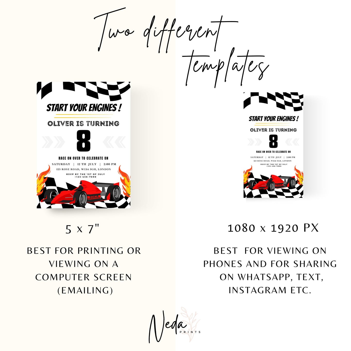 EDITABLE Start Your Engines Race Car Birthday Invitation, Race Car birthday Invite, 4th 5h 6th 7th 8th Birthday Invitation, Instant Download