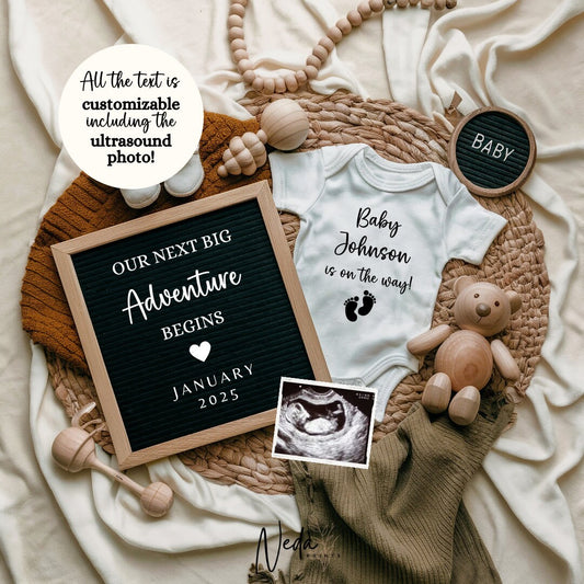 EDITABLE Pregnancy Announcement Digital, Baby announcement, Pregnancy Reveal, Customizable Maternity Announcement, Instant Download, 0025
