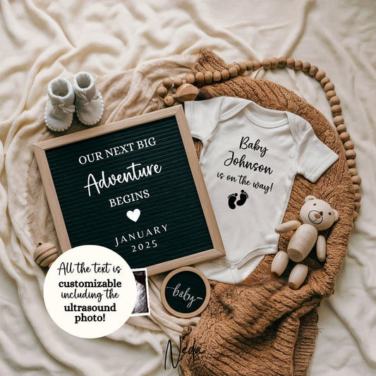 EDITABLE Pregnancy Announcement Digital, Baby announcement, Pregnancy Reveal, Customizable Maternity Announcement, Instant Download, 0026