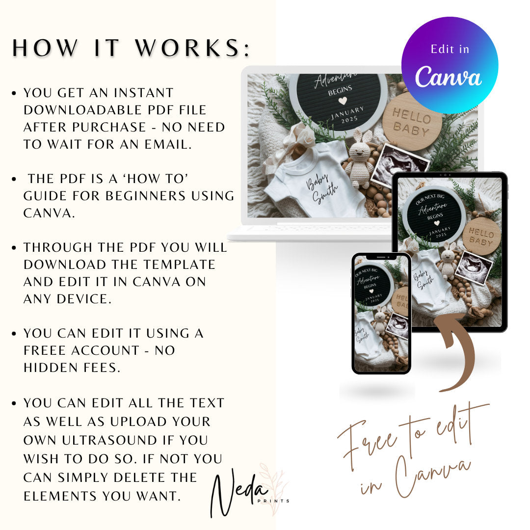 EDITABLE Pregnancy Announcement Digital, Baby announcement, Pregnancy Reveal, Customizable Maternity Announcement, Instant Download, 0027