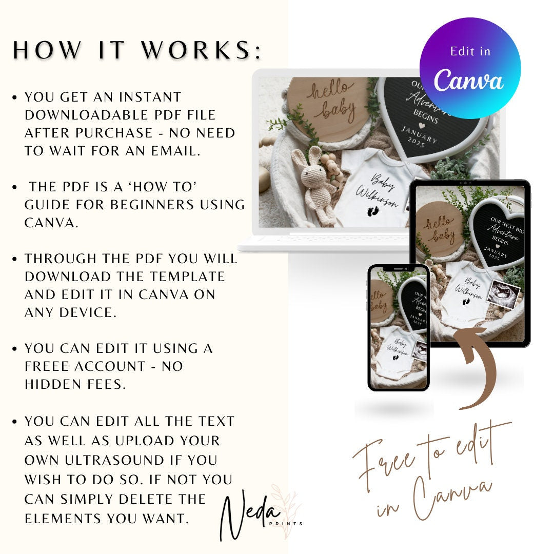 EDITABLE Pregnancy Announcement Digital, Baby announcement, Pregnancy Reveal, Customizable Maternity Announcement, Instant Download, 0030