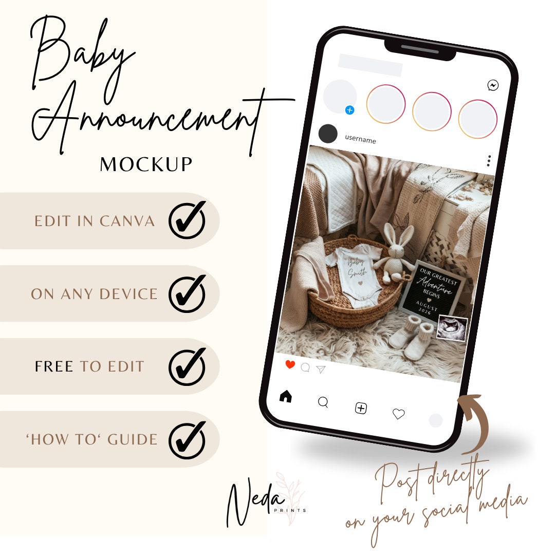 EDITABLE Pregnancy Announcement Digital, Baby announcement, Pregnancy Reveal, Customizable Maternity Announcement, Instant Download, 0042