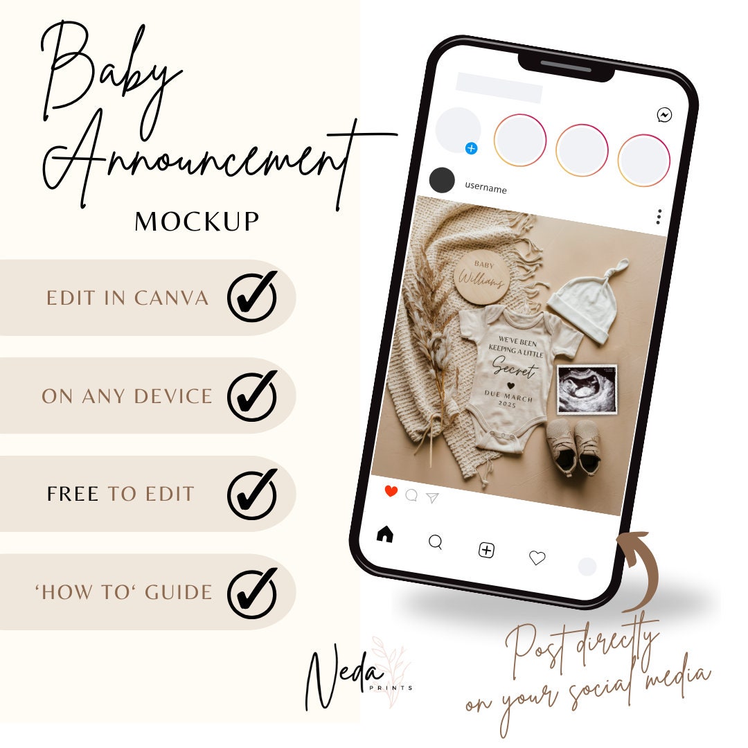 EDITABLE Pregnancy Announcement Digital, Baby announcement, Pregnancy Reveal, Customizable Maternity Announcement, Instant Download, 0057