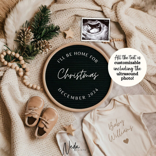 EDITABLE Christmas Pregnancy Announcement Digital, Baby announcement, Christmas Baby Reveal, Customizable maternity, Instant Download, 0087