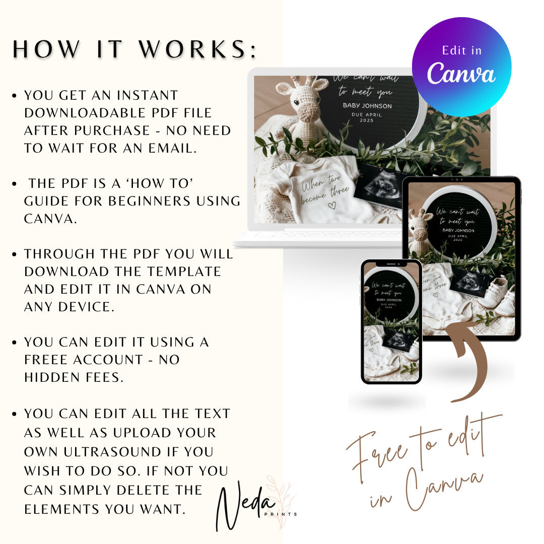 EDITABLE Pregnancy Announcement Digital, Baby announcement, Pregnancy Reveal, Customizable Maternity Announcement, Instant Download, 0115