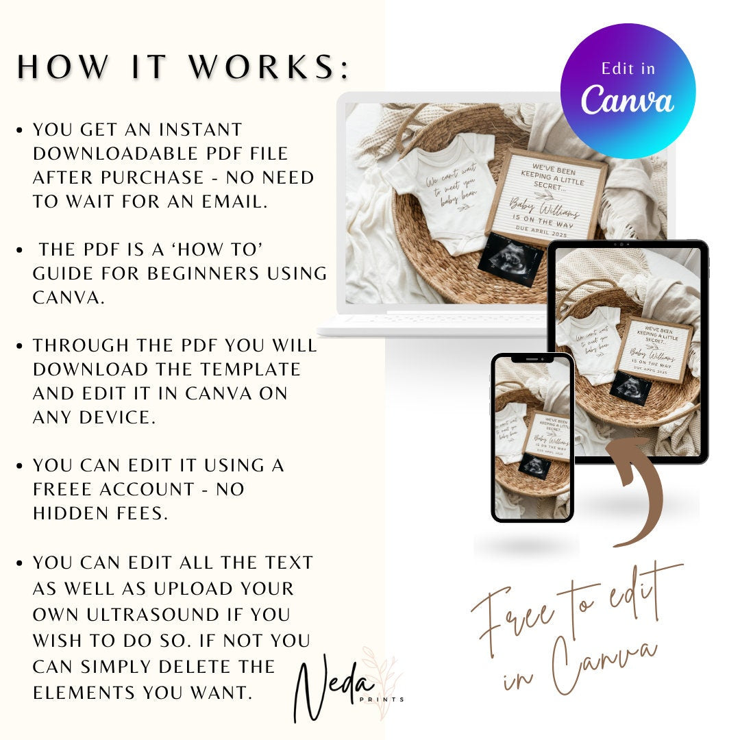 EDITABLE Pregnancy Announcement Digital, Baby announcement, Pregnancy Reveal, Customizable Maternity Announcement, Instant Download, 0124