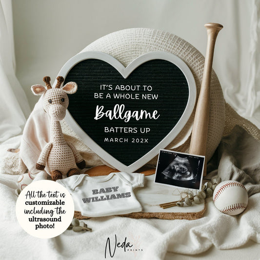 EDITABLE Baseball Pregnancy Announcement Digital, Baby announcement, Pregnancy Reveal, Customizable Announcement, Instant Download, 0132