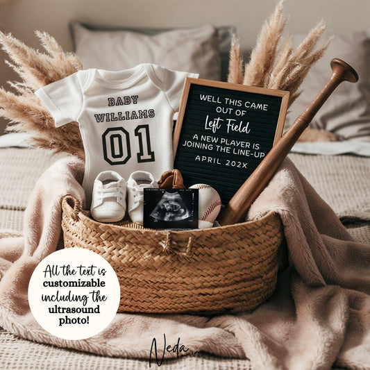 EDITABLE Baseball Pregnancy Announcement Digital, Baby announcement, Pregnancy Reveal, Customizable Announcement, Instant Download, 0138