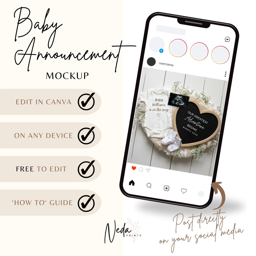 EDITABLE Pregnancy Announcement Digital, Baby announcement, Pregnancy Reveal, Customizable Maternity Announcement, Instant Download, 0139