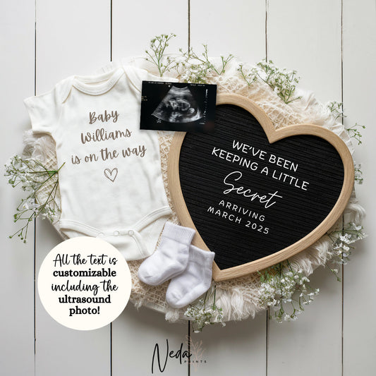 EDITABLE Pregnancy Announcement Digital, Baby announcement, Pregnancy Reveal, Customizable Maternity Announcement, Instant Download, 0140