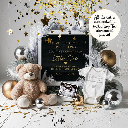 EDITABLE 2025 Pregnancy Announcement Digital, New Year Baby announcement, Pregnancy Reveal, New Year Announcement, Instant Download, 0148