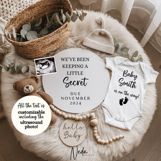 EDITABLE  Pregnancy Announcement Digital, Baby announcement, pregnancy reveal, Customizable maternity announcement, Instant Download, 0009