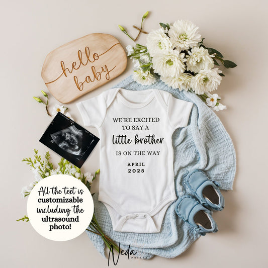 EDITABLE Little Brother Pregnancy Announcement Digital, Baby Boy announcement, pregnancy reveal, Customizable announcement, Download 0174