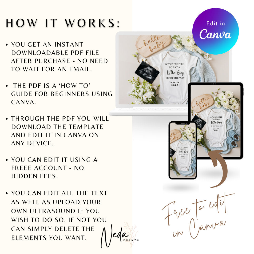 EDITABLE Boy Pregnancy Announcement Digital, Baby Boy pregnancy announcement, Boy gender reveal, Customizable announcement, Download 0175