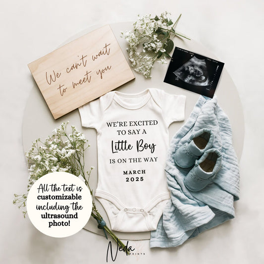 EDITABLE Boy Pregnancy Announcement Digital, Baby Boy pregnancy announcement, Boy gender reveal, Customizable announcement, Download 0176