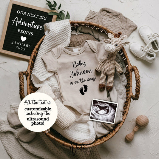 EDITABLE Pregnancy Announcement Digital, Baby announcement, Pregnancy Reveal, Customizable Maternity Announcement, Instant Download, 0024