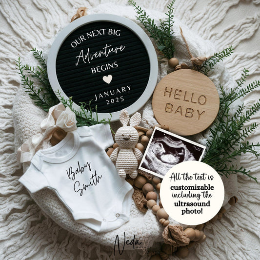 EDITABLE Pregnancy Announcement Digital, Baby announcement, Pregnancy Reveal, Customizable Maternity Announcement, Instant Download, 0027