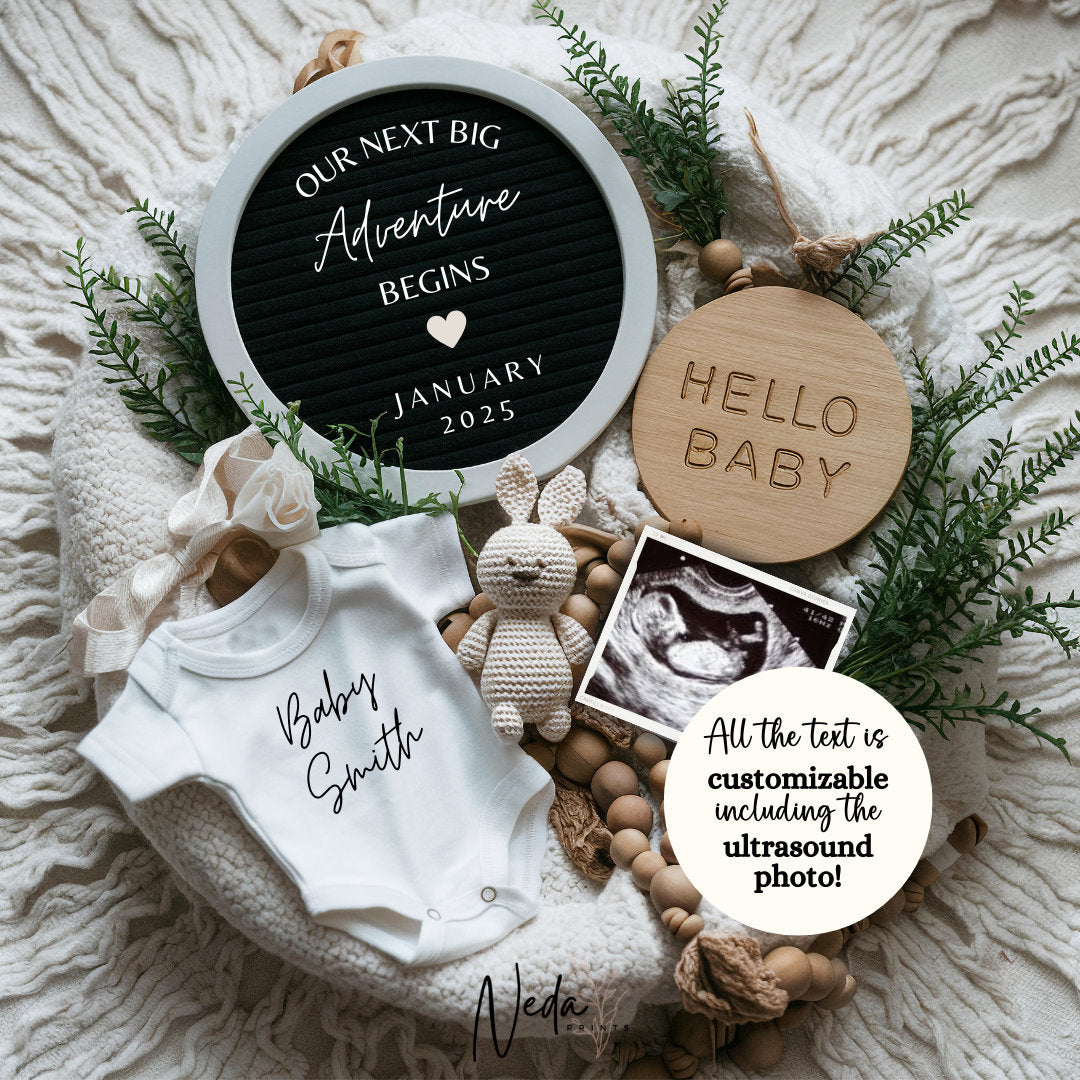 EDITABLE Pregnancy Announcement Digital, Baby announcement, Pregnancy Reveal, Customizable Maternity Announcement, Instant Download, 0027