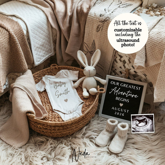 EDITABLE Pregnancy Announcement Digital, Baby announcement, Pregnancy Reveal, Customizable Maternity Announcement, Instant Download, 0042