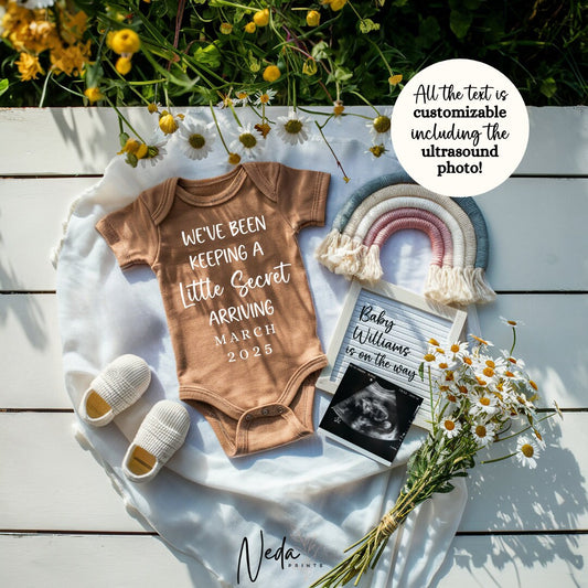 EDITABLE Pregnancy Announcement Digital, Baby announcement, Pregnancy Reveal, Customizable Maternity Announcement, Instant Download, 0187
