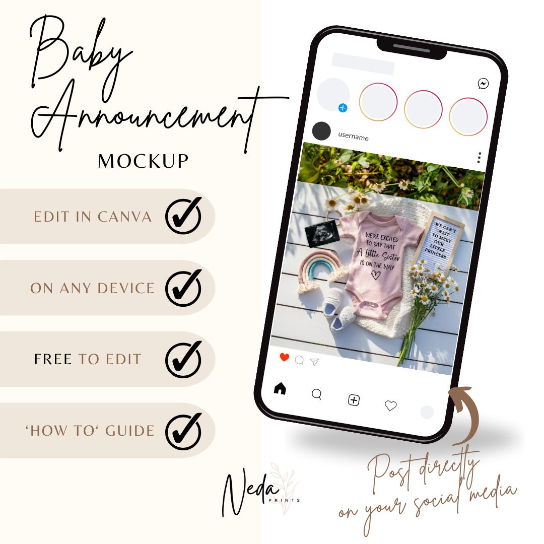 EDITABLE Little Sister Pregnancy Announcement Digital, Girl Baby Announcement Pregnancy Reveal Customizable Social Media Announcement 0189