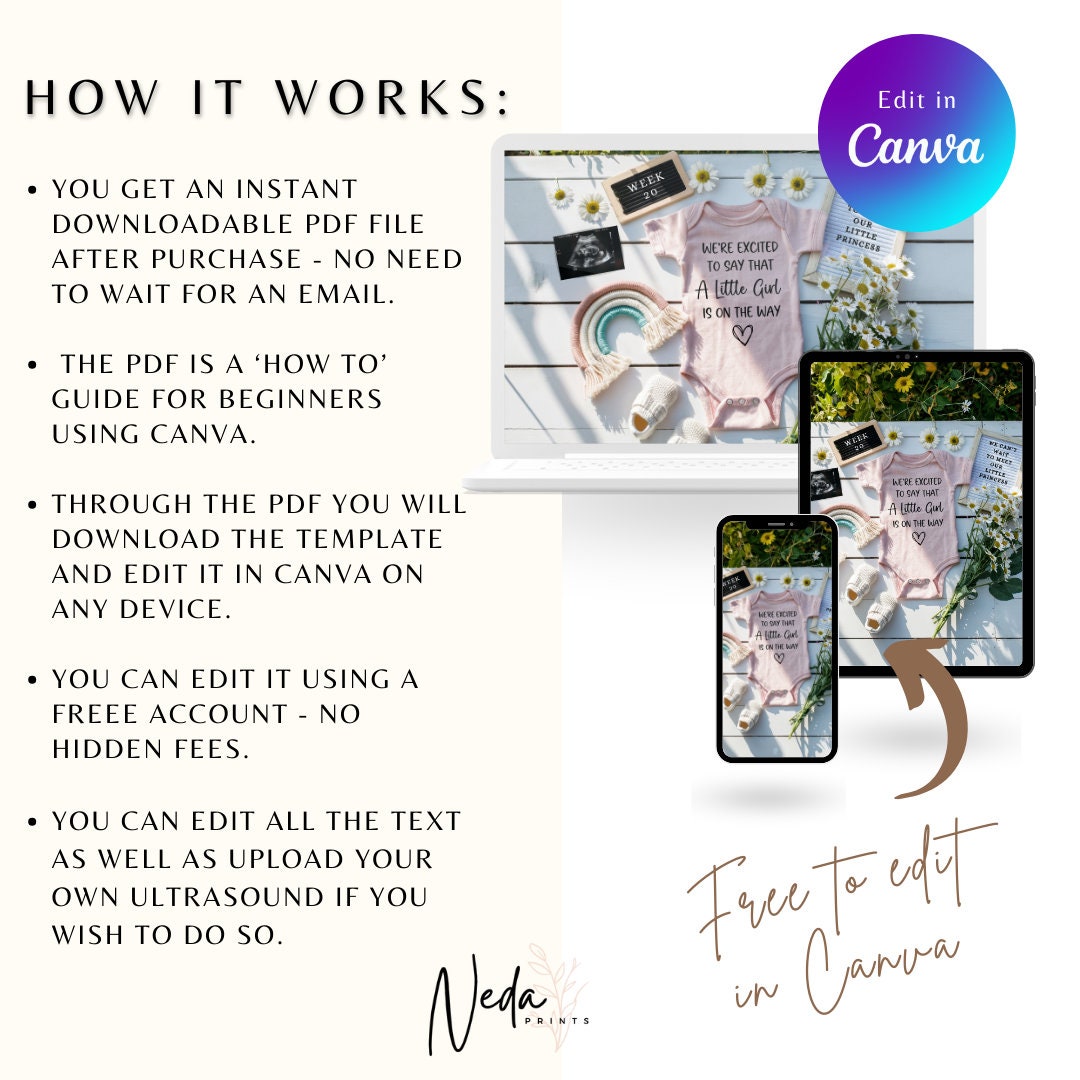 EDITABLE Little Girl Pregnancy Announcement Digital, Girl Baby Announcement, Pregnancy Reveal. Customizable Social Media Announcement 0190