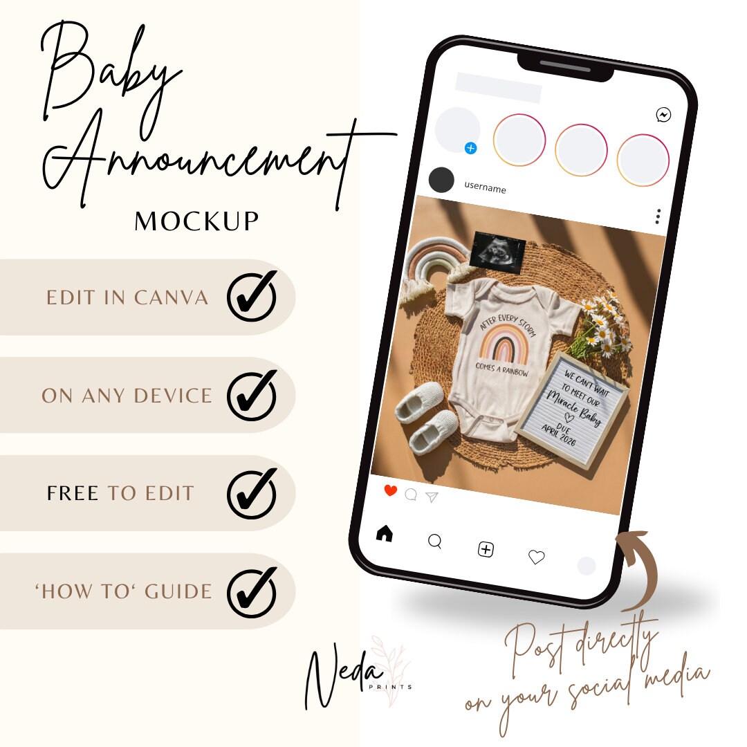 EDITABLE Miracle Pregnancy Announcement Digital, Baby announcement, Pregnancy Reveal, Customizable Maternity Announcement, Download, 0192