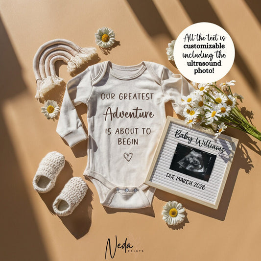 EDITABLE Adventure Pregnancy Announcement Digital, Baby announcement, Pregnancy Reveal, Customizable Maternity Announcement, Download, 0195