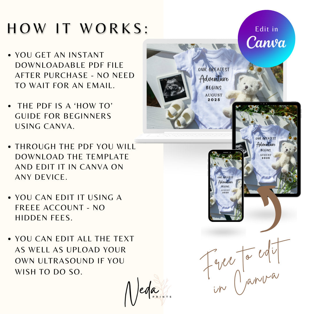 EDITABLE Pregnancy Announcement Digital, Baby announcement, Pregnancy Reveal, Customizable Maternity Announcement, Instant Download, 0201