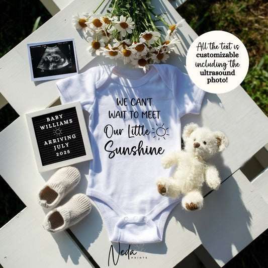 EDITABLE Little Sunshine Pregnancy Announcement Digital Baby announcement Pregnancy Reveal Customizable Maternity Announcement Download 0207