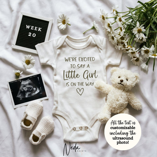 EDITABLE Little Girl Pregnancy Announcement Digital, Baby Girl announcement, Pregnancy Reveal, Customizable Announcement, Download, 0213