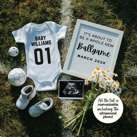 EDITABLE Soccer/Football Pregnancy Announcement Digital, Baby announcement, Pregnancy Reveal, Customizable Announcement, Download, 0228