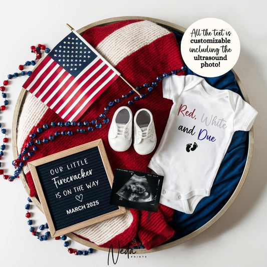 EDITABLE Fourth of July Pregnancy Announcement Digital, July Baby announcement, 4th of July Pregnancy Reveal, Announcement, Download, 0246