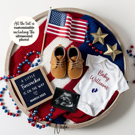 EDITABLE Fourth of July Pregnancy Announcement Digital, July Baby announcement, 4th of July Pregnancy Reveal, Announcement, Download, 0245