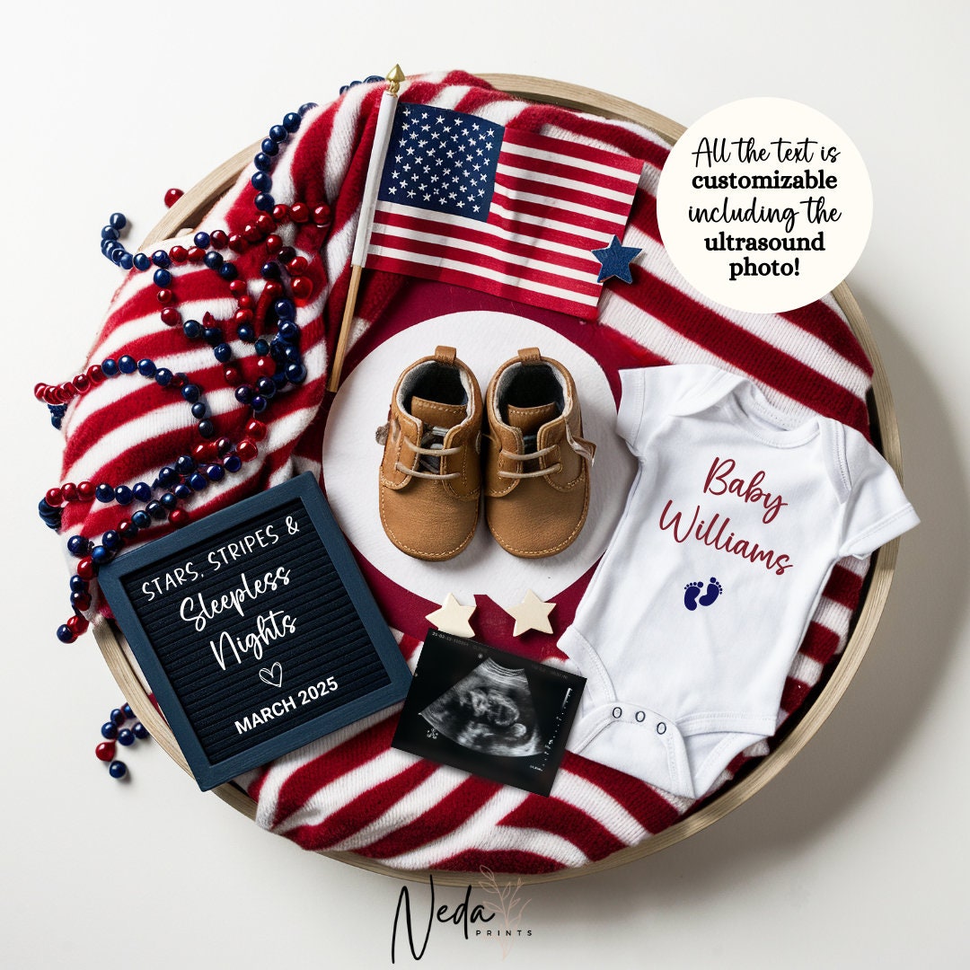EDITABLE Fourth of July Pregnancy Announcement Digital, July Baby announcement, 4th of July Pregnancy Reveal, Announcement, Download, 0244