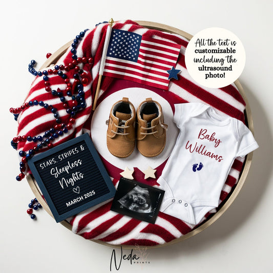 EDITABLE Fourth of July Pregnancy Announcement Digital, July Baby announcement, 4th of July Pregnancy Reveal, Announcement, Download, 0244