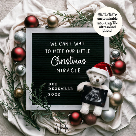 EDITABLE Christmas Pregnancy Announcement Digital, Baby announcement, Christmas Baby Reveal, Social Media Pregnancy, Instant Download, 0274